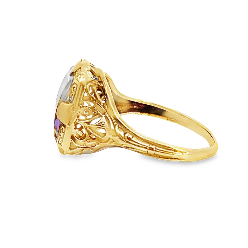 14K YG Vintage Glass Ring