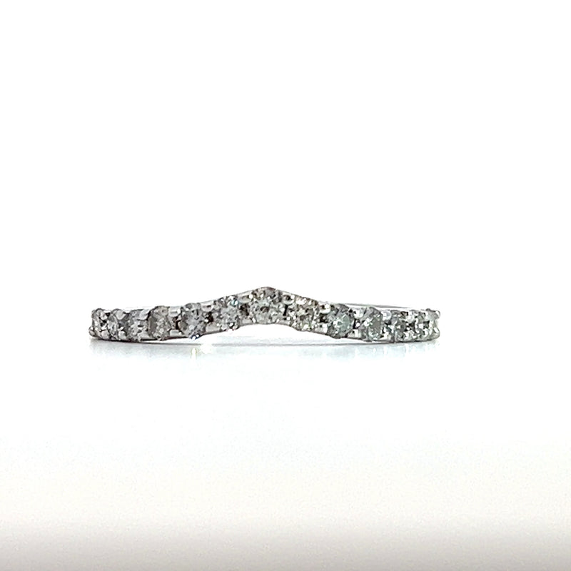 14K WG V Curved Diamond Wedding Band