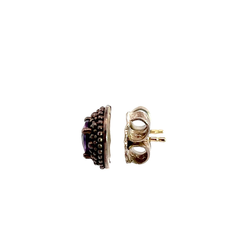 Sterling Silver Mickael Dawknis Amethyst Stud Earrings