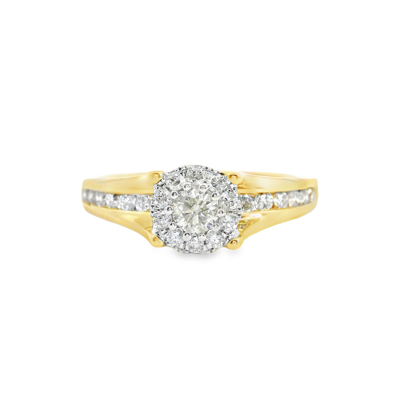 14K YG Cluster Diamond Ring
