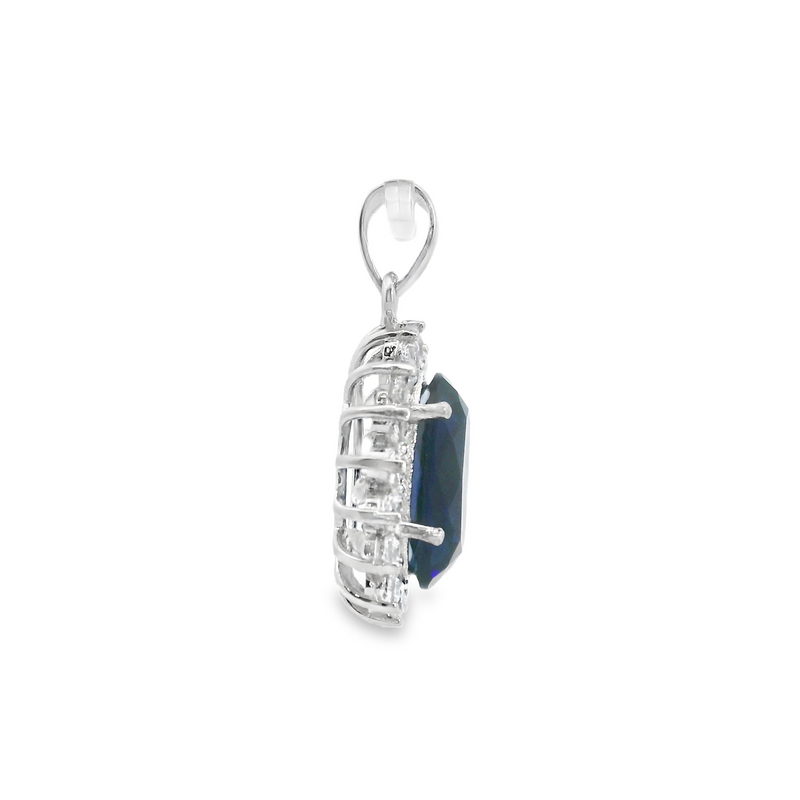 Sterling Silver Blue & Clear CZ Pendant
