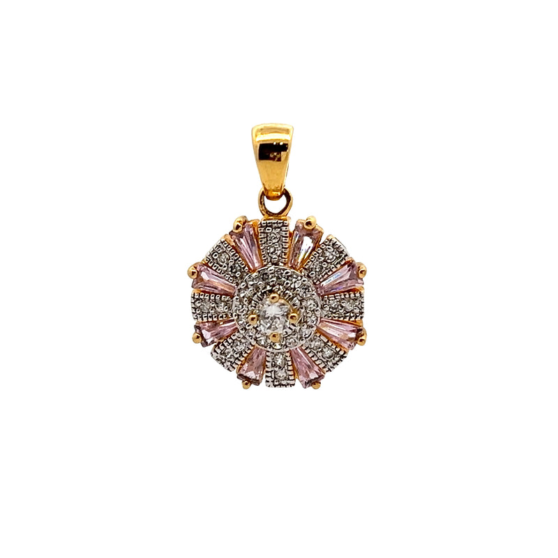 Gold Plated Sterling Silver Pink & White CZ Pendant