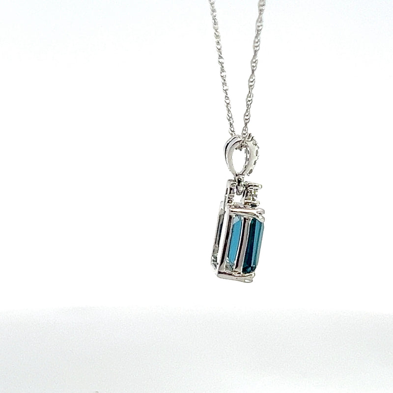 10K WG London Blue Topaz & Diamond pendant