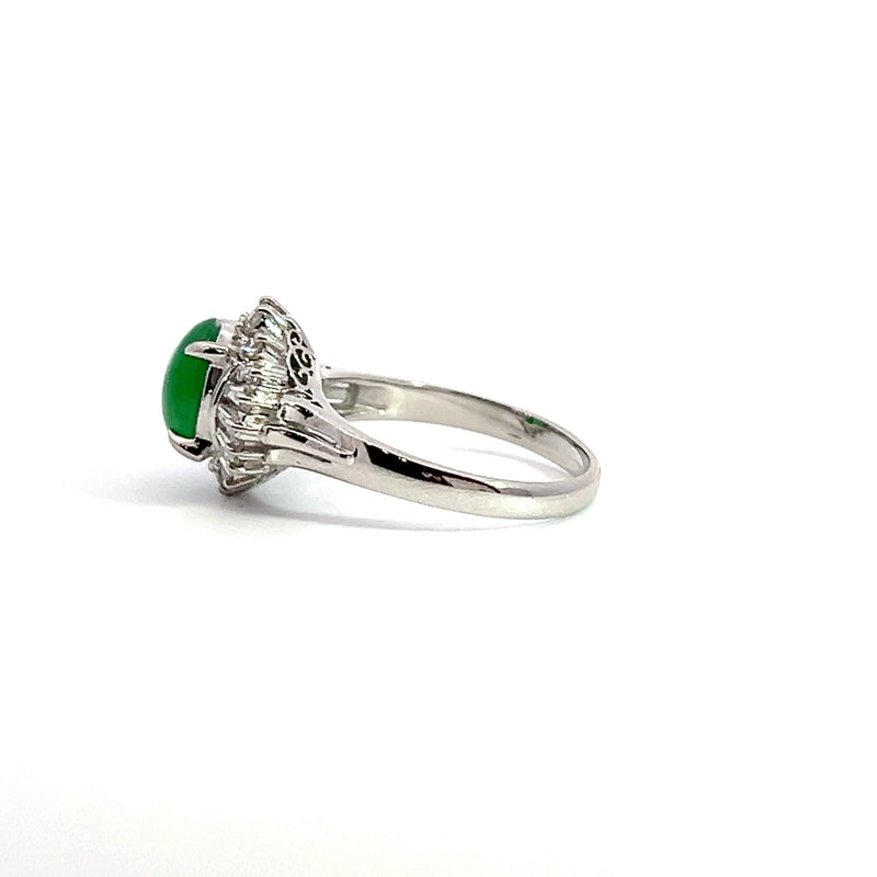 Platinum Jade & Diamond Ring