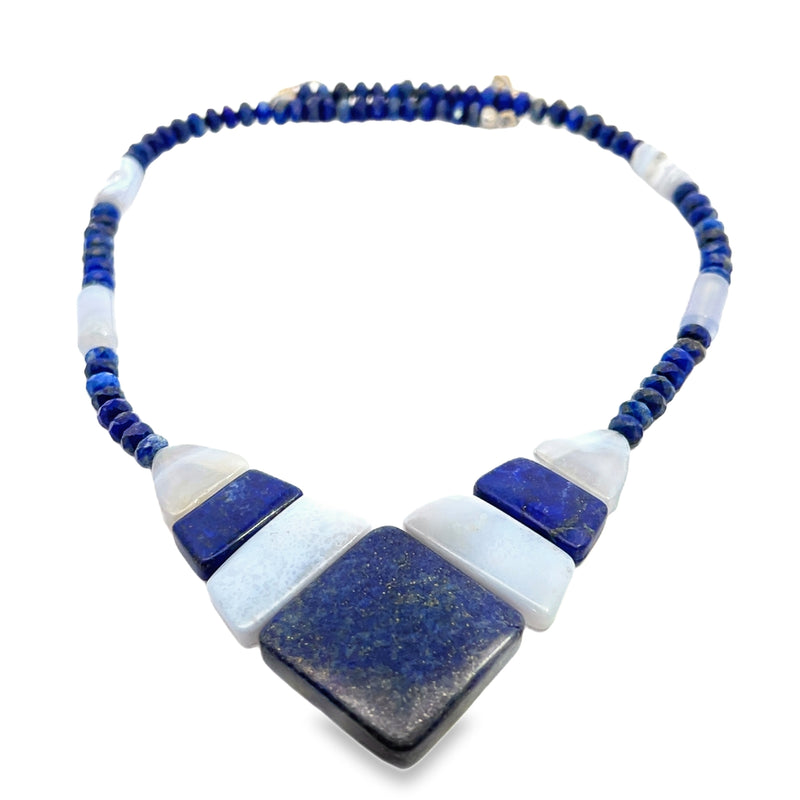 Jay King Sterling Silver Lapis Lazuli & Lace Agate Necklace