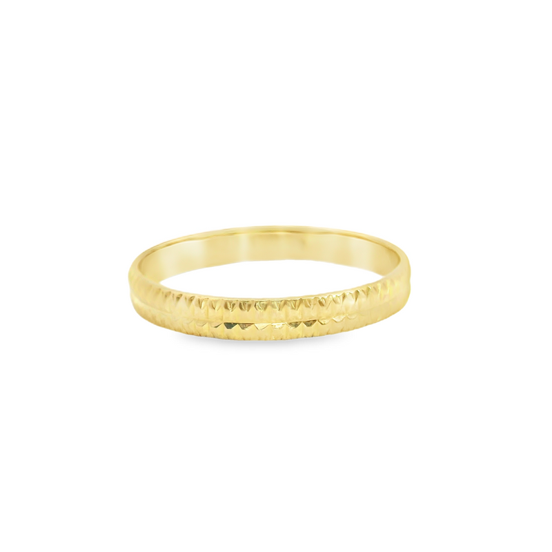 18K YG Diamond Cut Wedding Band
