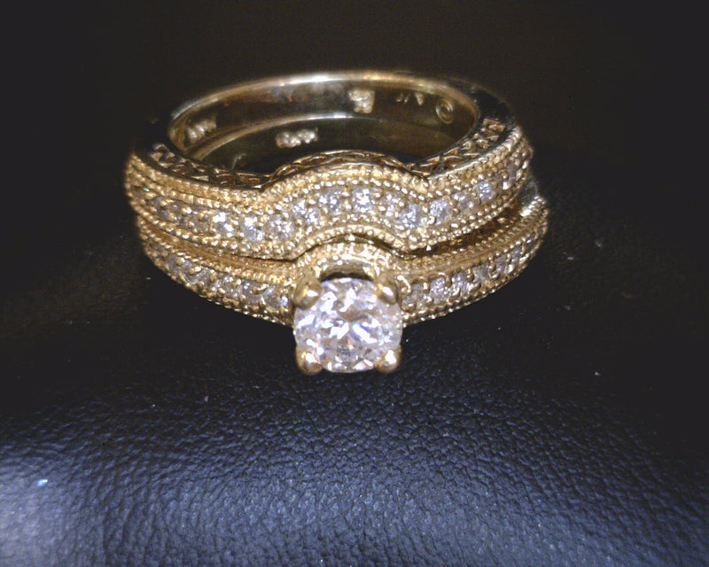 14K YG  ENGAGEMENT RING SET