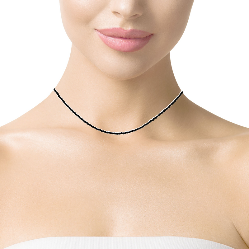 Sterling Silver Black Spinel Necklace