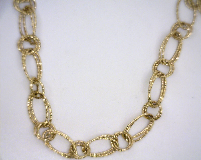 14K YG Diamond Cut Double Link Necklace 36"