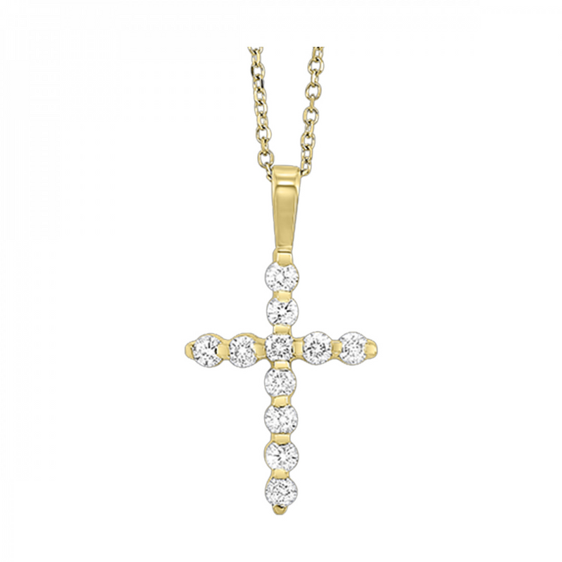 14K Yellow Gold Diamond Cross Pendant