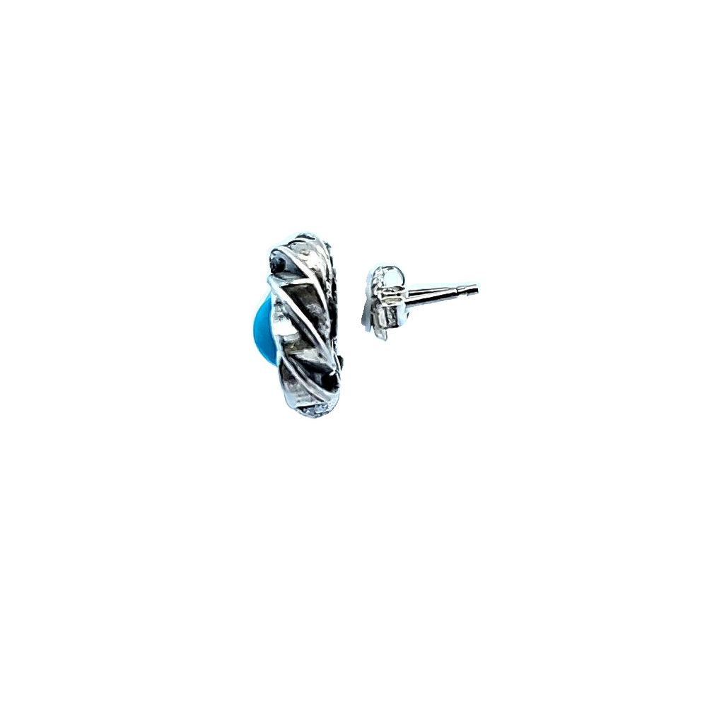 Silver Earring with Blue Stone