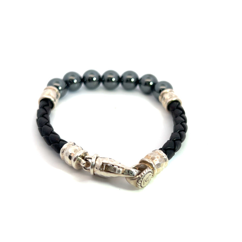 JAI by John Hardy Leather & Hematite Bracelet 7"