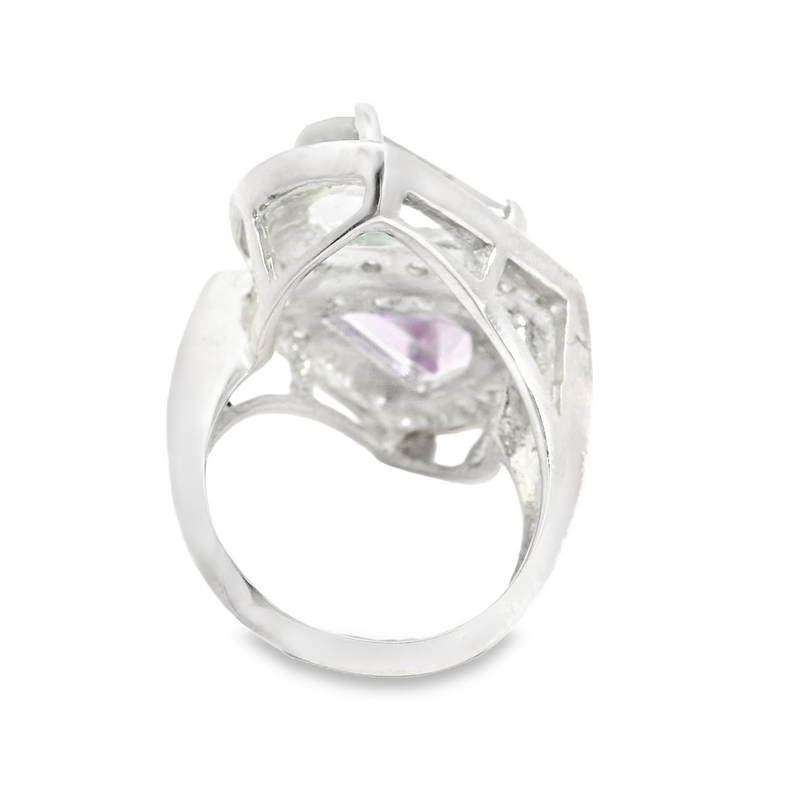 Sterling Silver Purple & Green CZ Ring