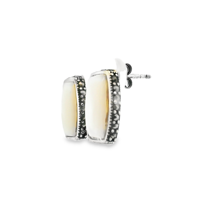 Sterling Silver Mother of Pearl & Marcasite Earrings