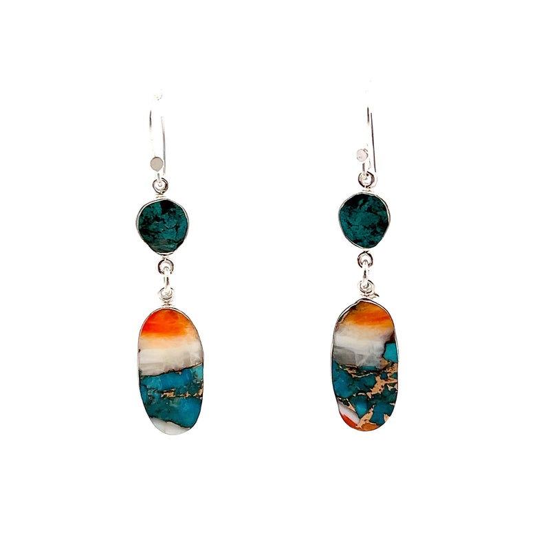 Sterling Silver Turquoise & Spiny Oyster Shell Earrings