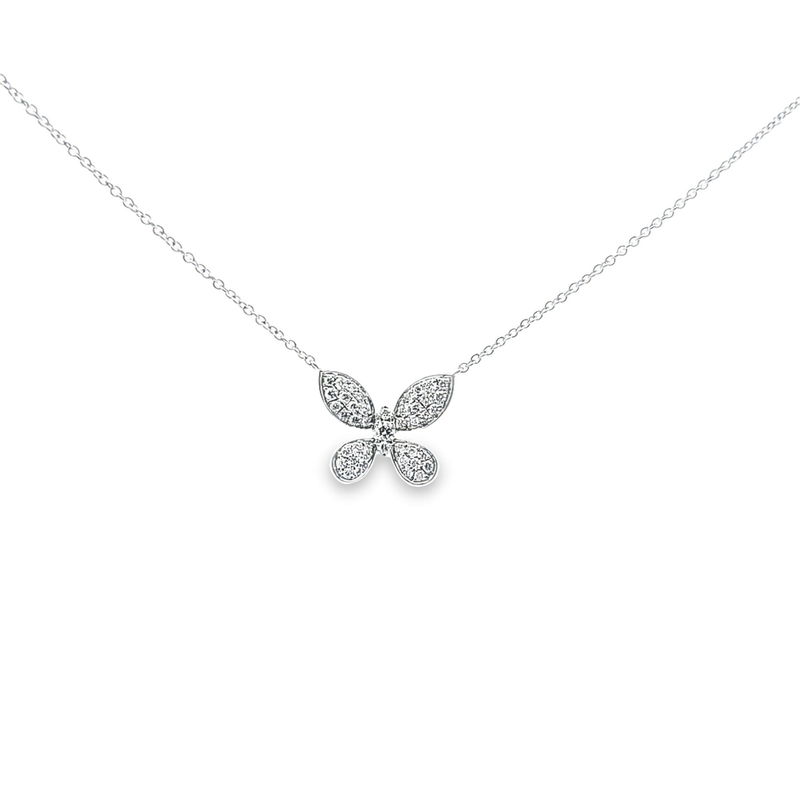 14K WG Butterfly Diamond Necklace