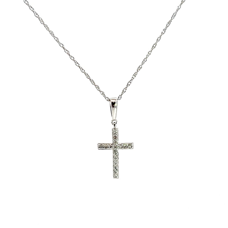 10K WG Diamond Cross Pendant