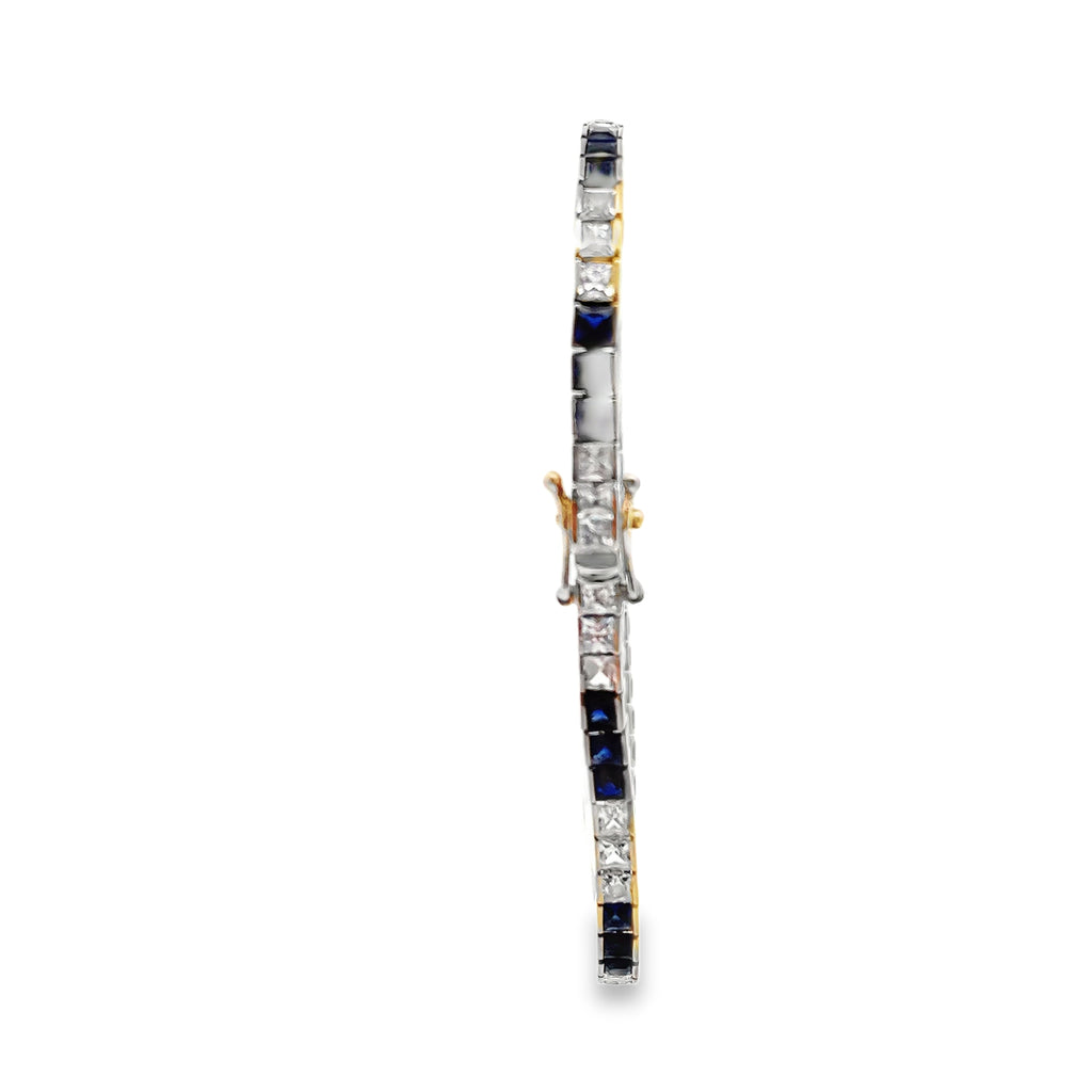 Sterling Silver Blue & White CZ Tennis Bracelet