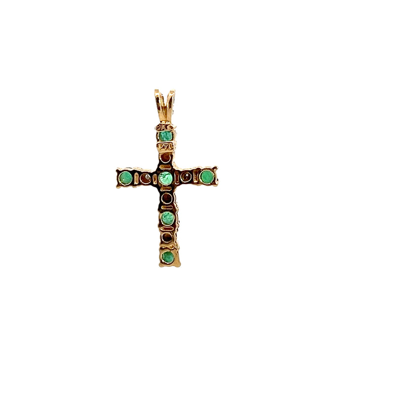 10K YG Emerald & Diamond Cross