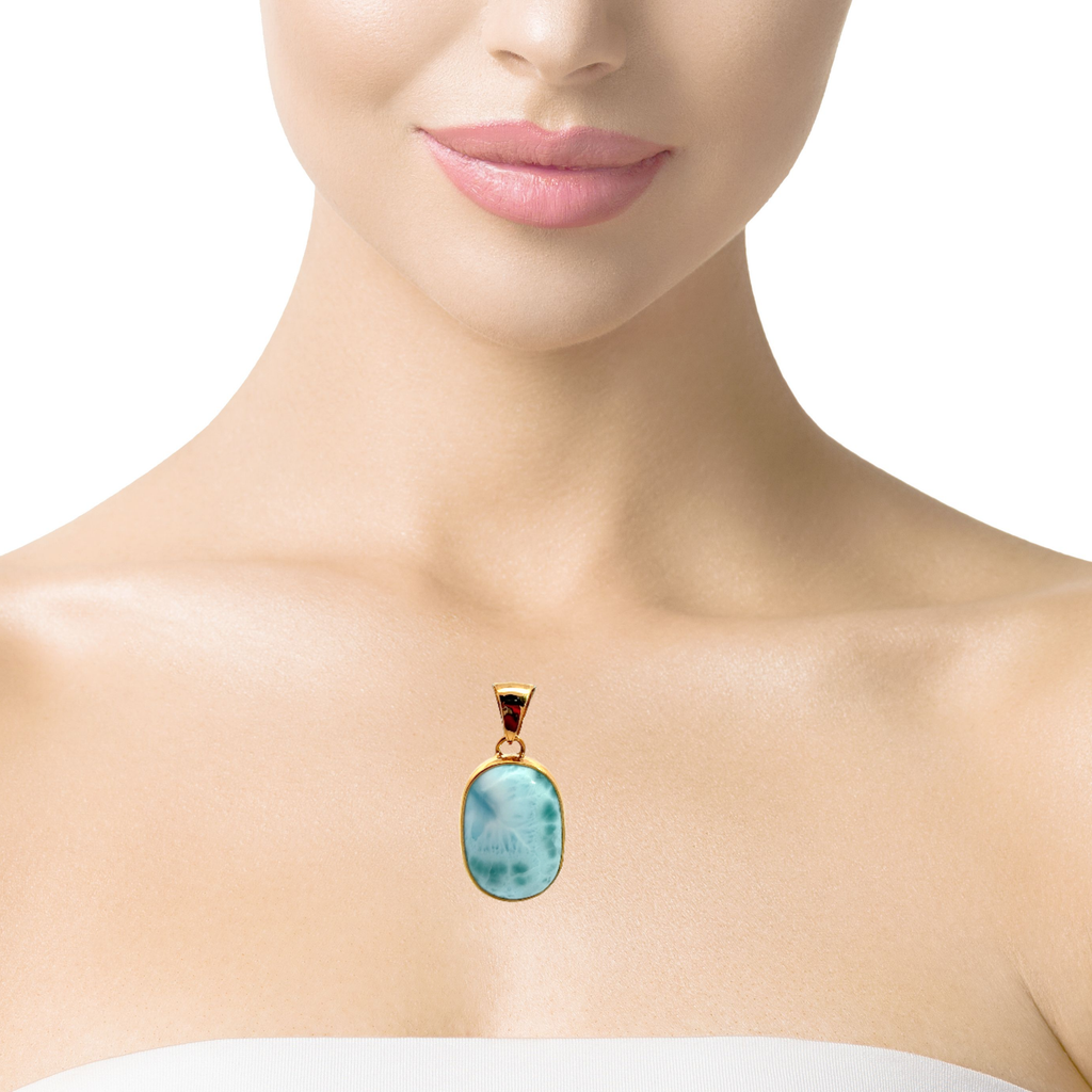 Gold Plated Sterling Silver Larimar Pendant