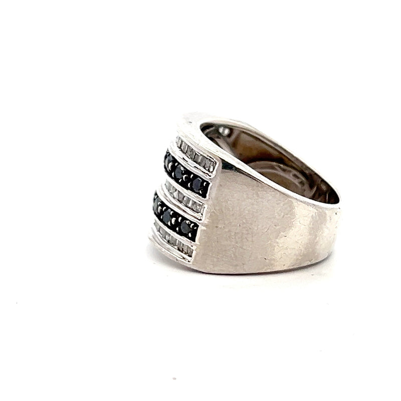 Sterling Silver Black & White Diamond Ring