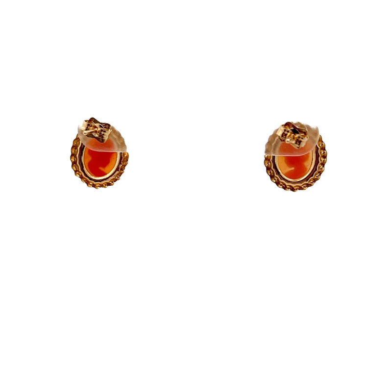 14K YG Cameo Shell Earrings