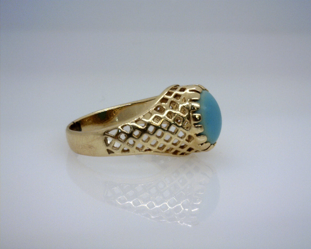 14K YELLOW GOLD TURQUOISE RING