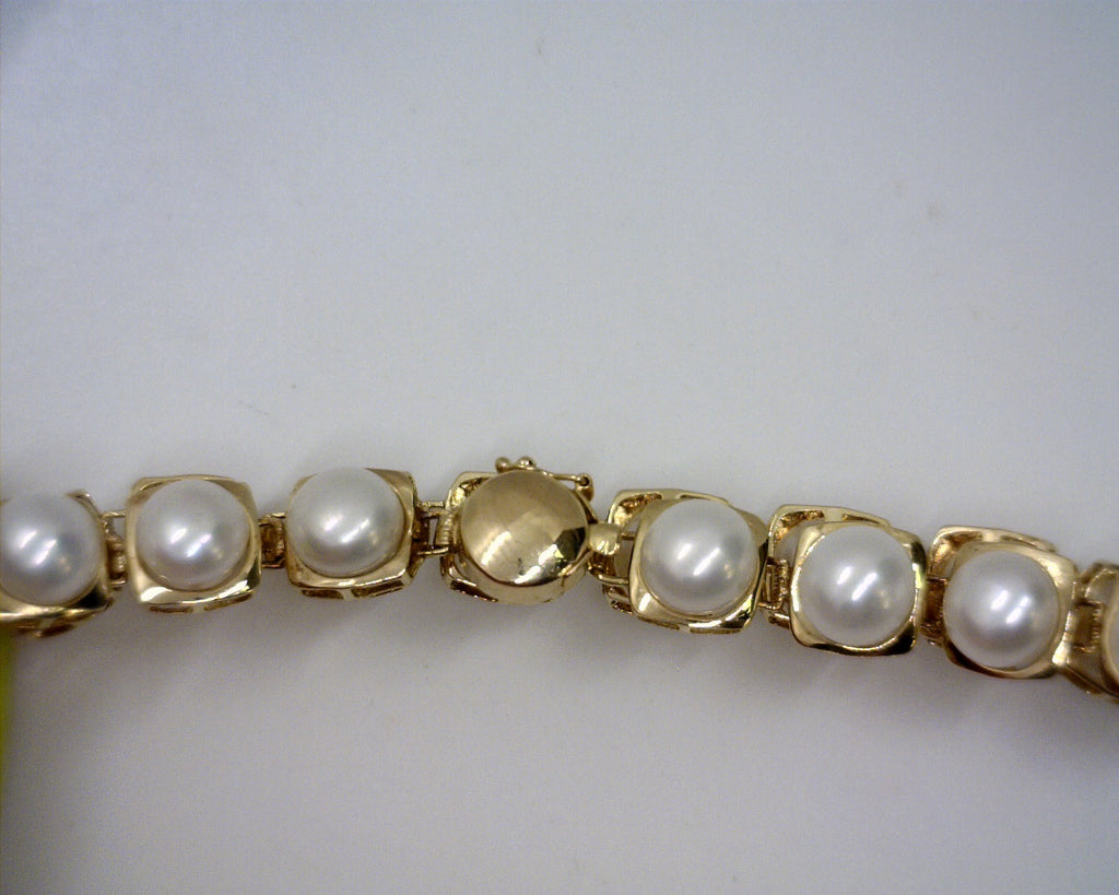 14K YELLOW GOLD PEARL BRACELET