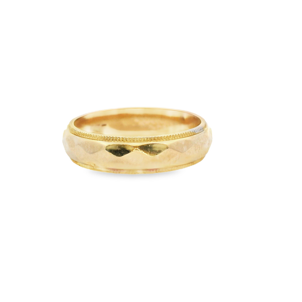 14K YG Diamond Cut Band