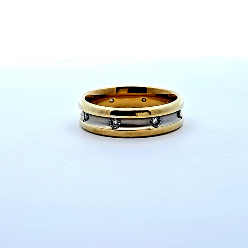 14K Two Tone Diamond Band
