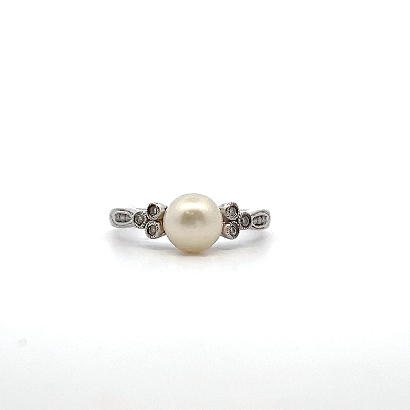 10K WG Pearl & Diamond Ring