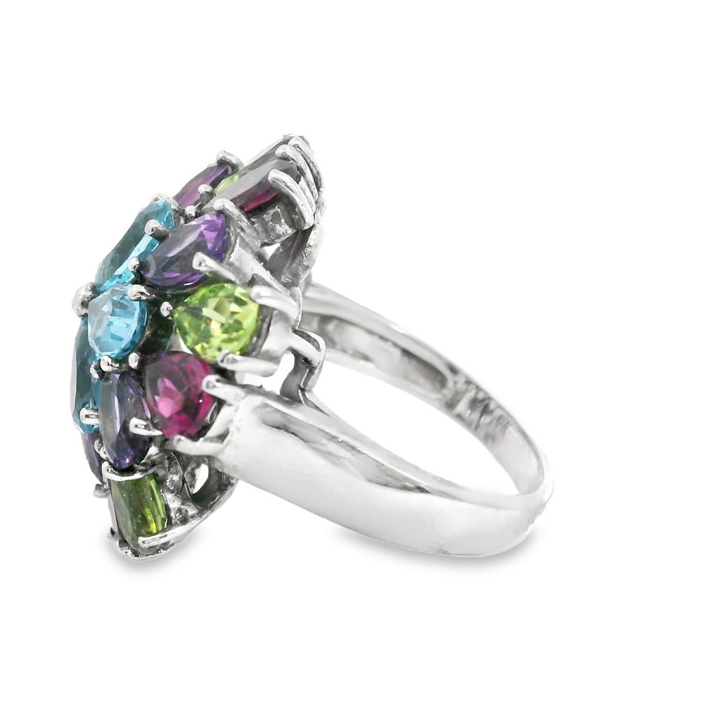 Sterling Silver Semi Precious Multi Stone Ring