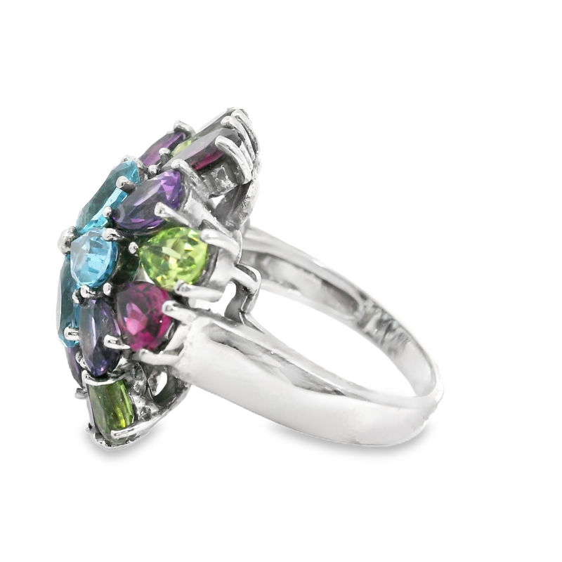 Sterling Silver Semi Precious Multi Stone Ring