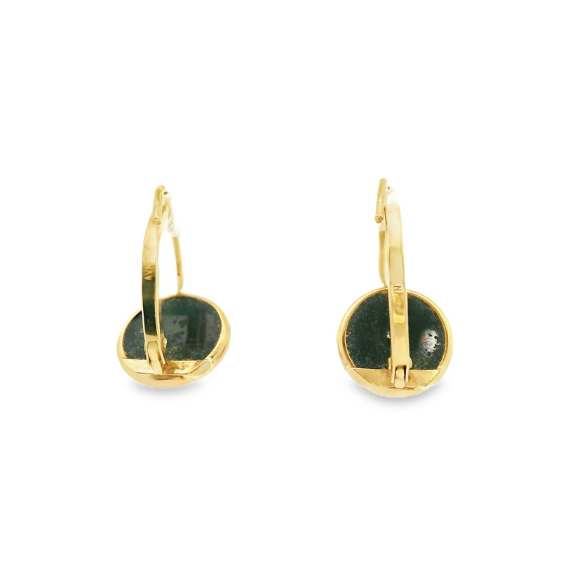 14K YG Onyx Leverback Earrings