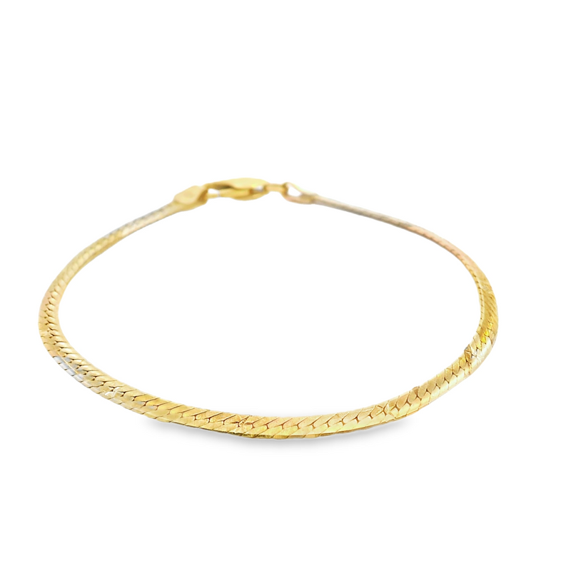 14K Tri Color Herringbone Bracelet 7