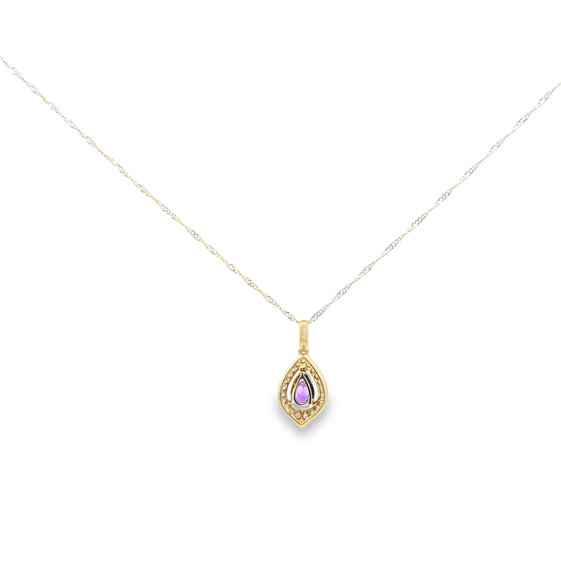 14K YG Amethyst & Diamond Pendant