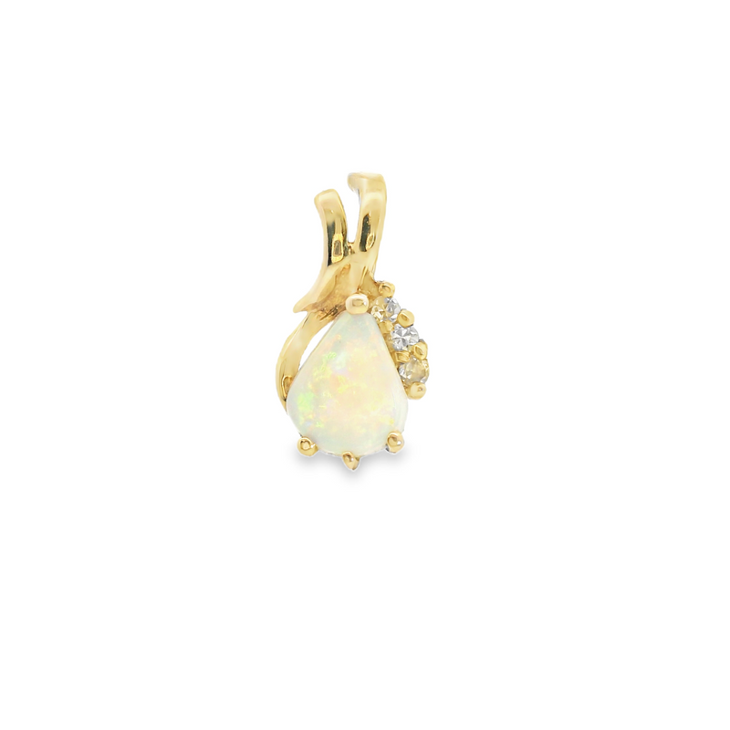 14K YG Opal & Diamond Pendant