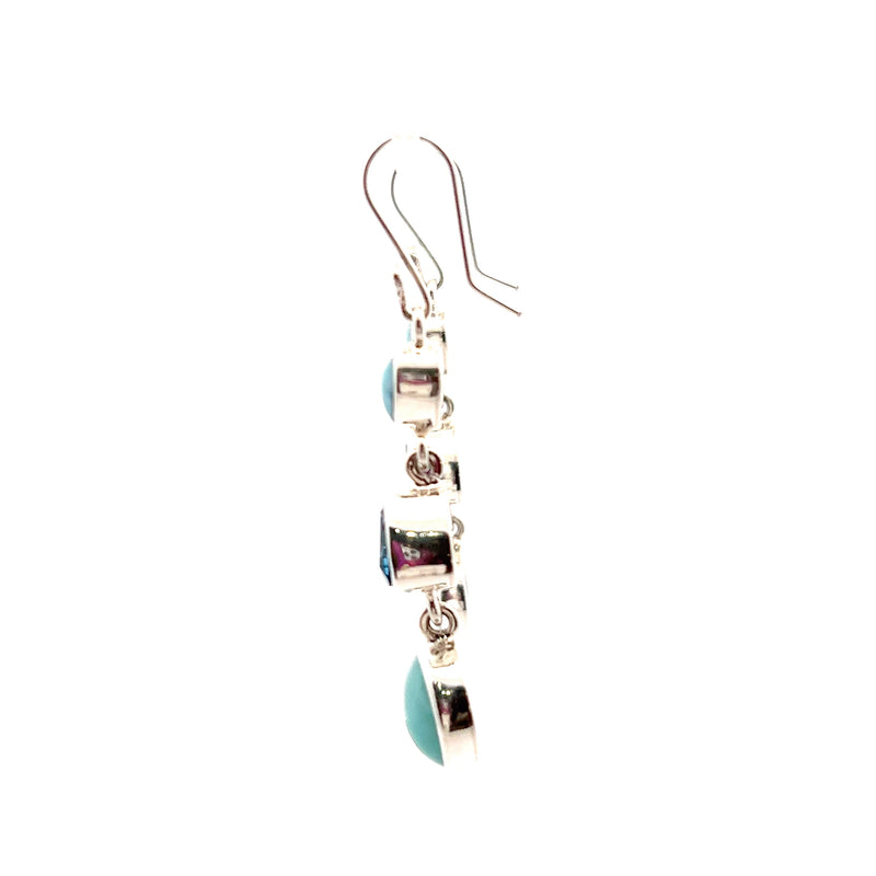 Sterling Silver Blue Topaz & Larimar Earrings