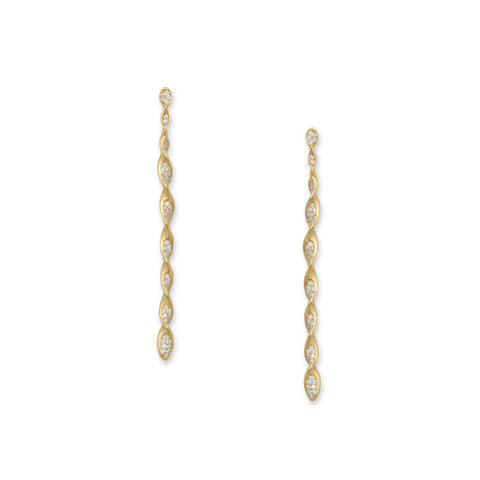 14 Karat Gold Plated Pave CZ Spiral Drop Earrings