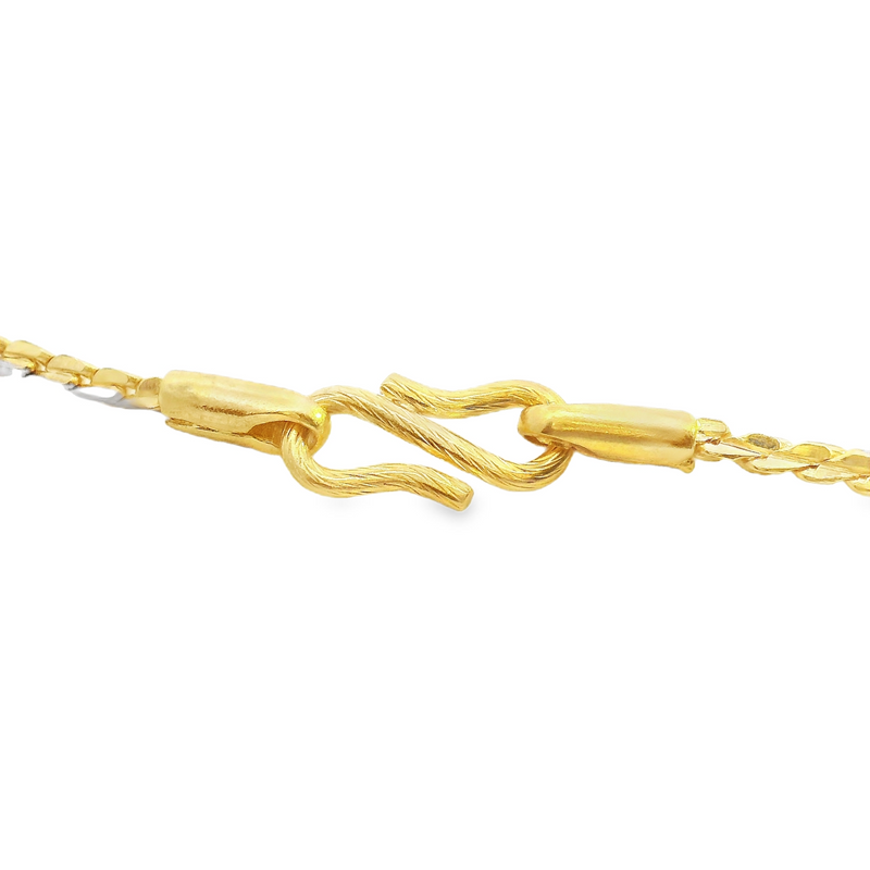 22K Two Tone Fancy Link Chain 18"