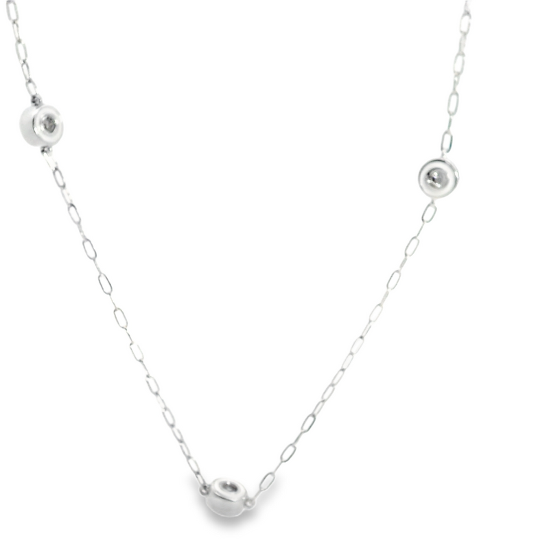 10K WG Enamel & Diamond Station Necklace