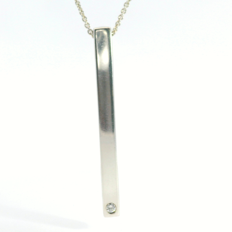 Sterling Silver Drop Diamond Pendant
