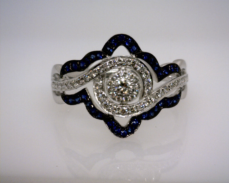 14K WG SAPPHIRE/DIAMOND RING