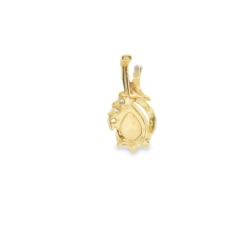 14K YG Opal & Diamond Pendant