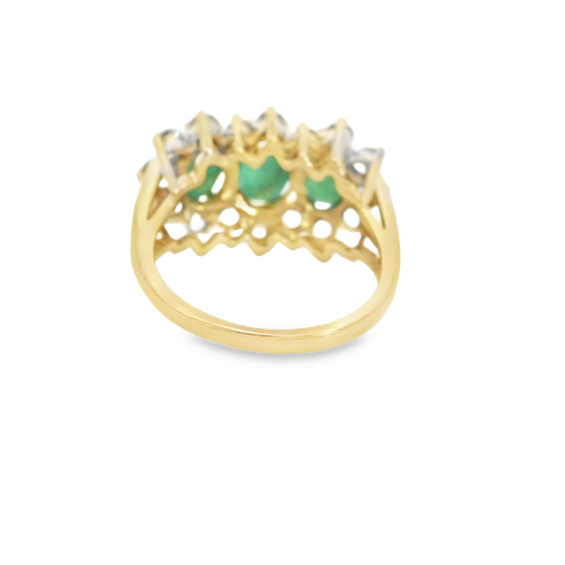 10K YG Emerald & White Sapphire Ring