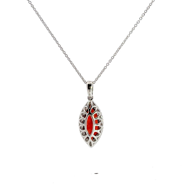 14K WG Garnet & Diamond Pendant