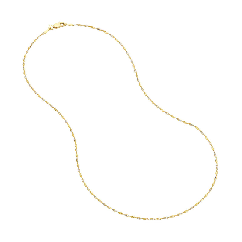 14K Two Tone Twisted Chain 18"