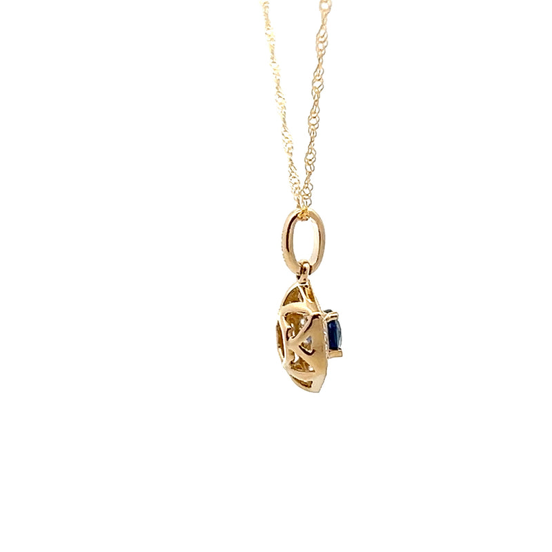 14K YG Sapphire & Diamond Pendant