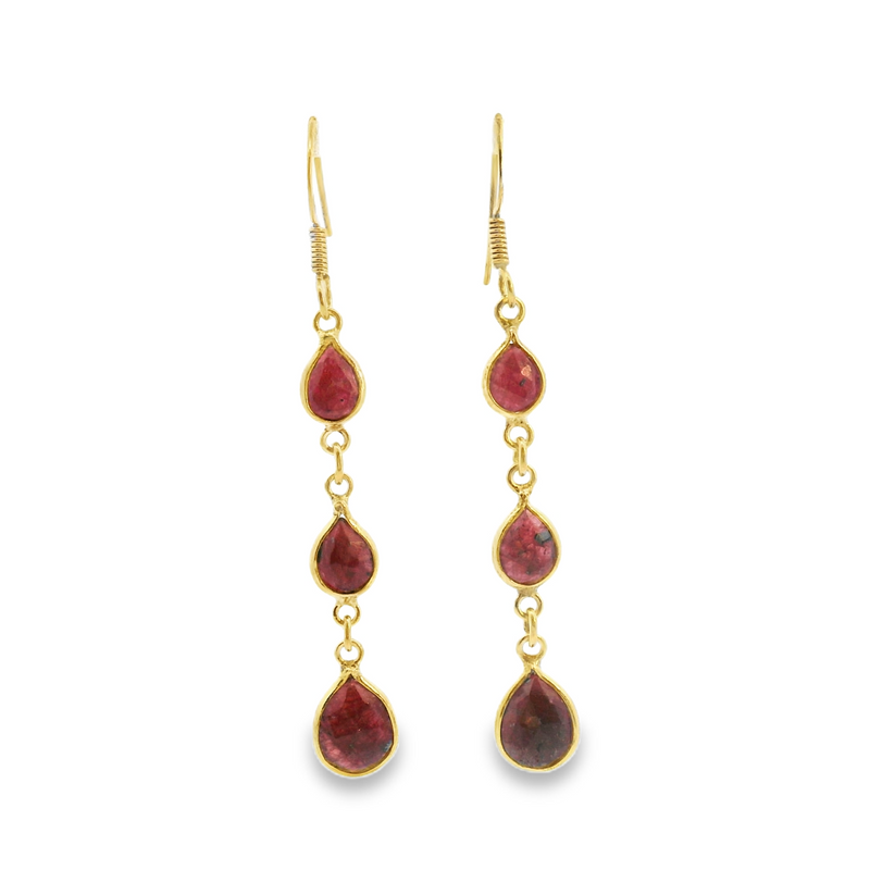 Gold Plated Sterling Silver Ruby Earrings