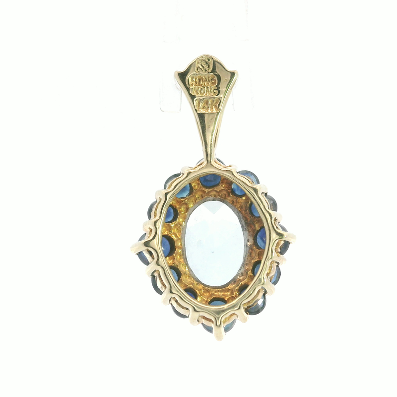 14K YG Aquamarine & Sapphire Pendant